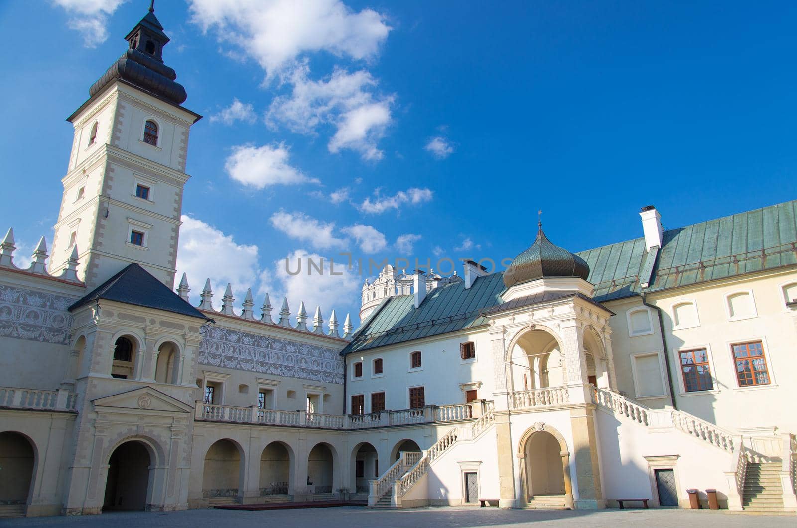 Courtyard of Krasiczyn Castle near Przemysl, Poland