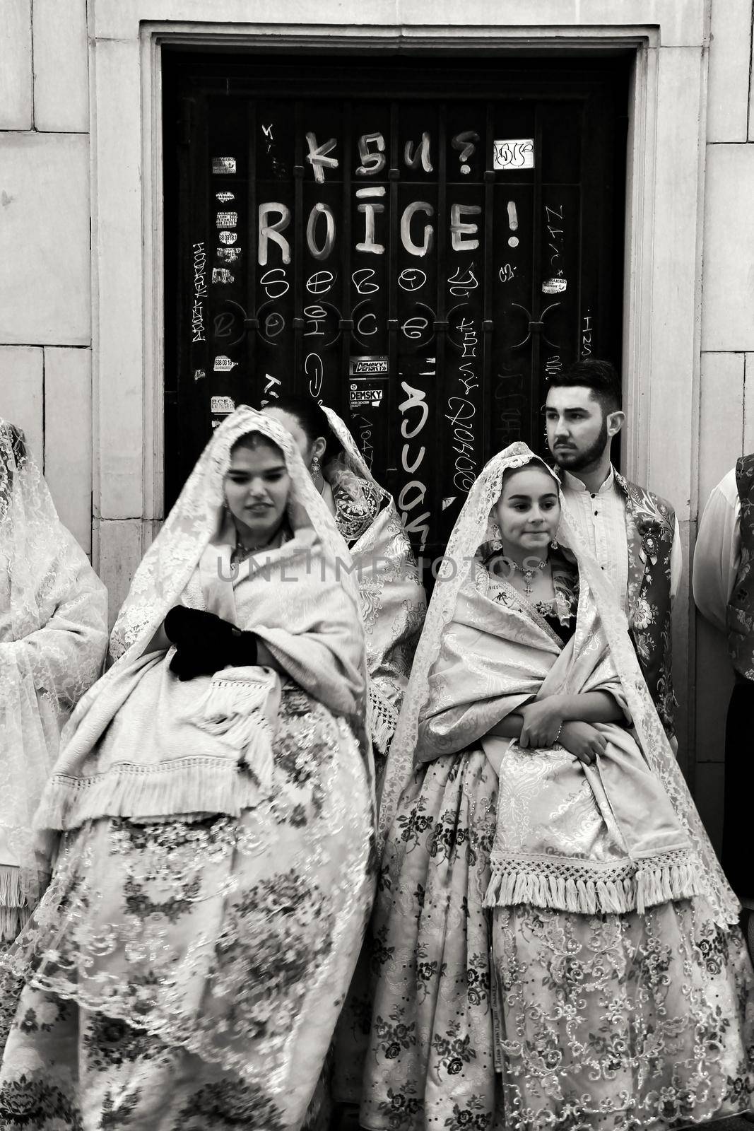 People parading in regional costumes in procession in Elche by soniabonet