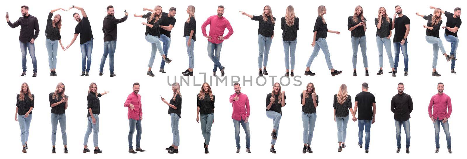 collage of photos of diverse young people. isolated on a white background