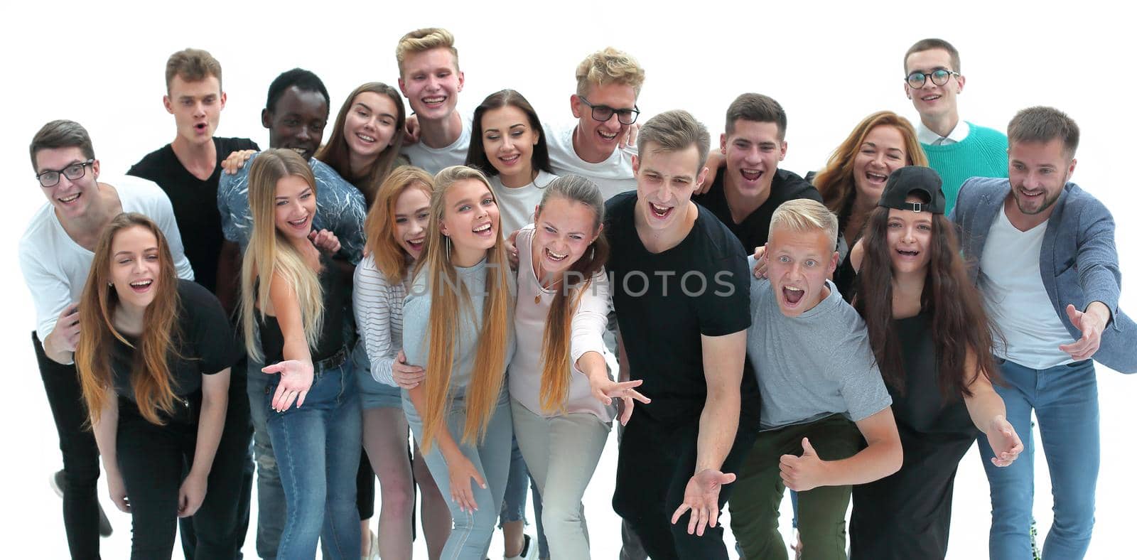 group of cheerful young people looking at the camera. by asdf