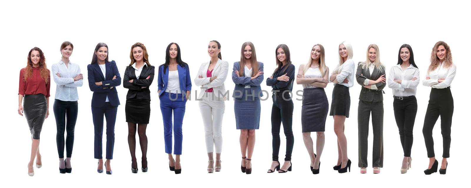 panoramic photo of a big business team standing together. isolated on white background.