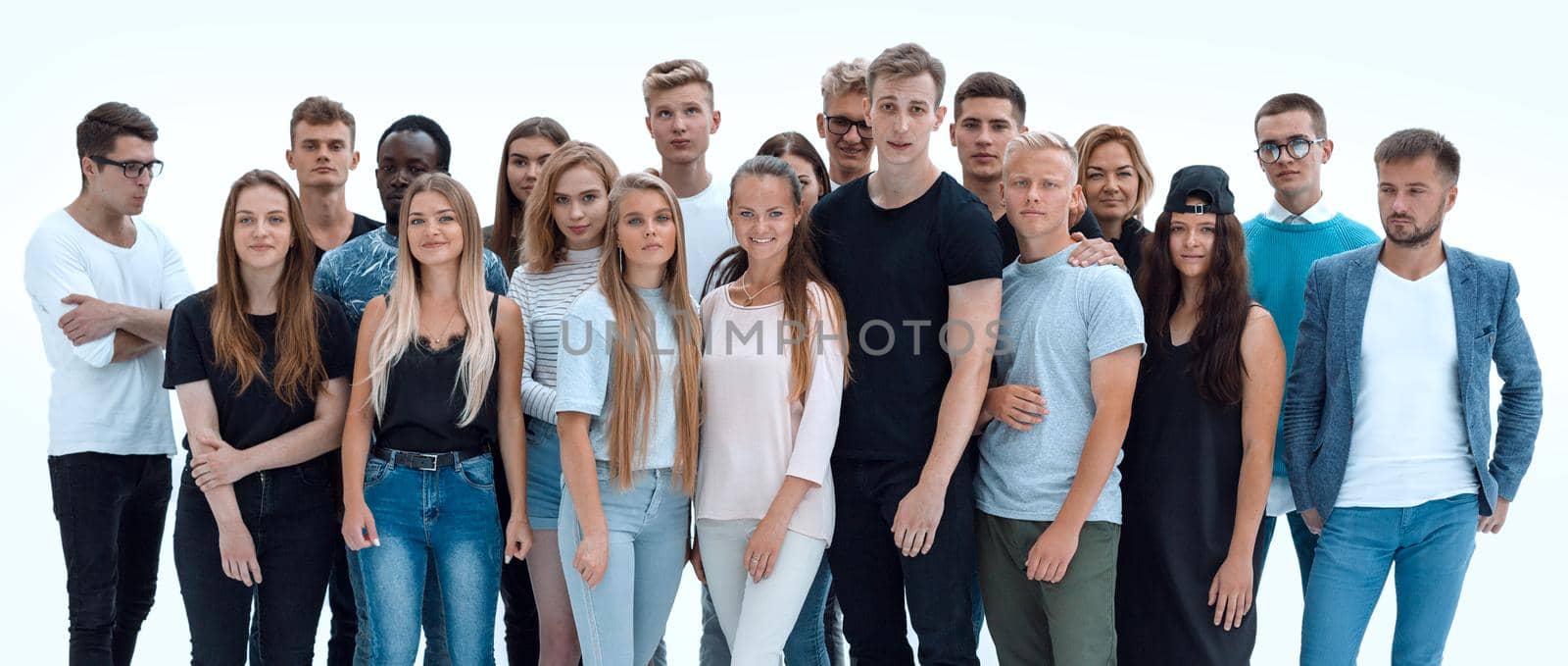 in full growth. a group of confident young people. isolated on white background