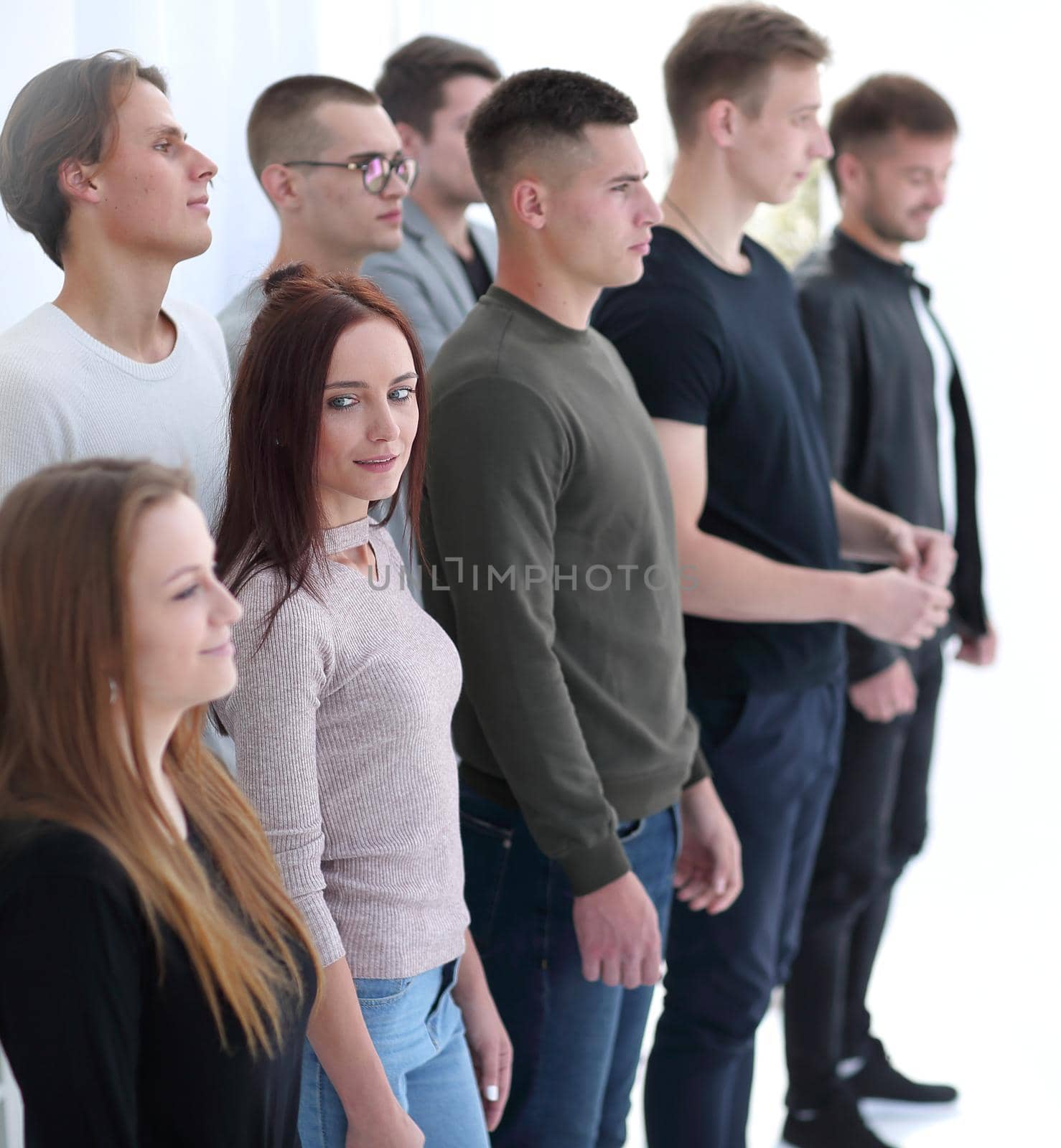 casual young people passing by each other. photo with copy space