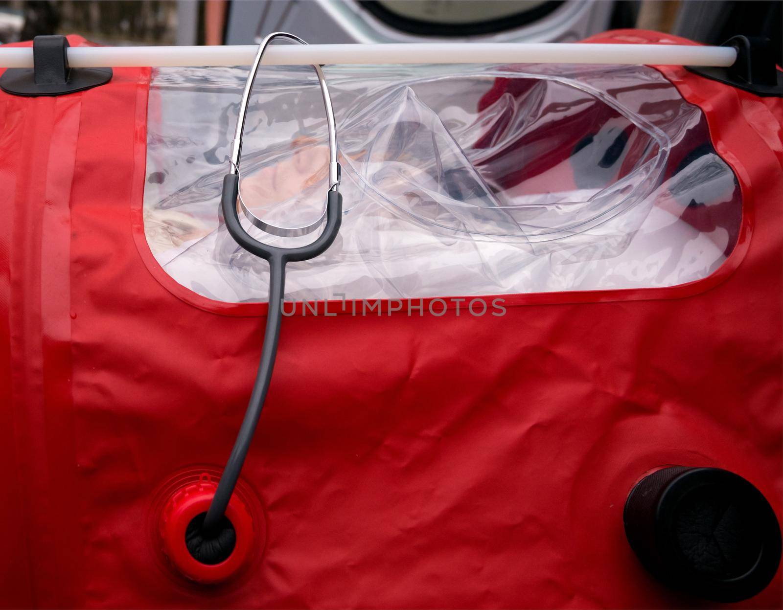 biohazard, virus, face in protective suit and gas mask