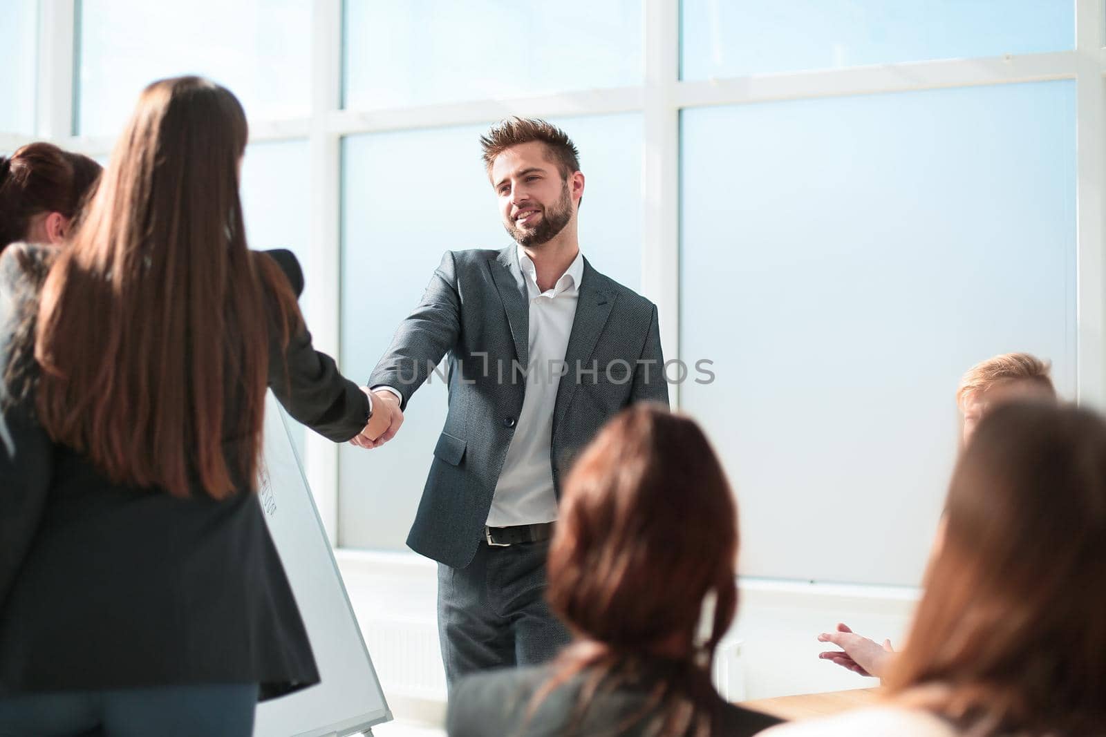 businessman making a presentation of a new project. business and education concept