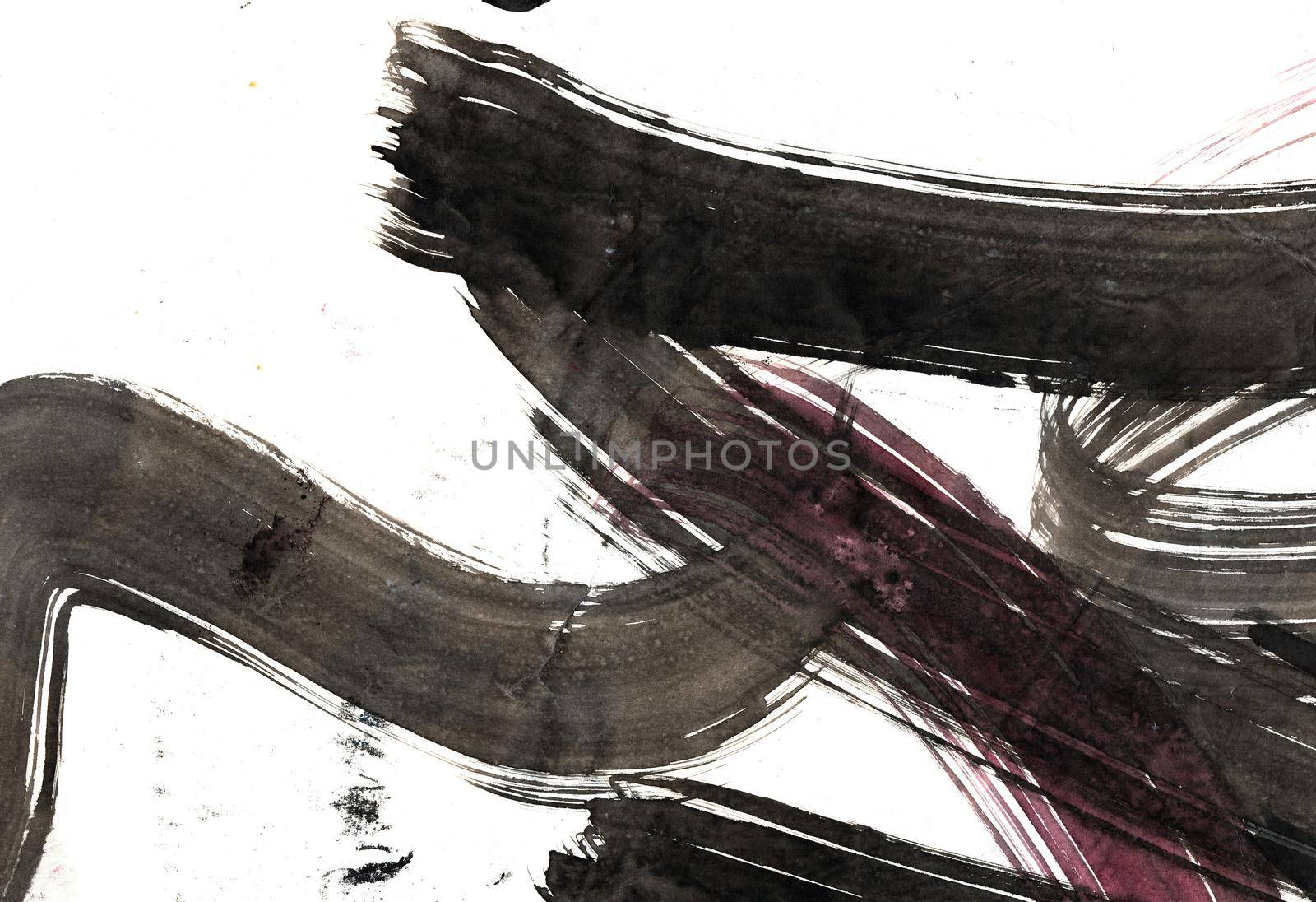 Abstract background with black brush strokes, expressive calligraphy with elements of letters
