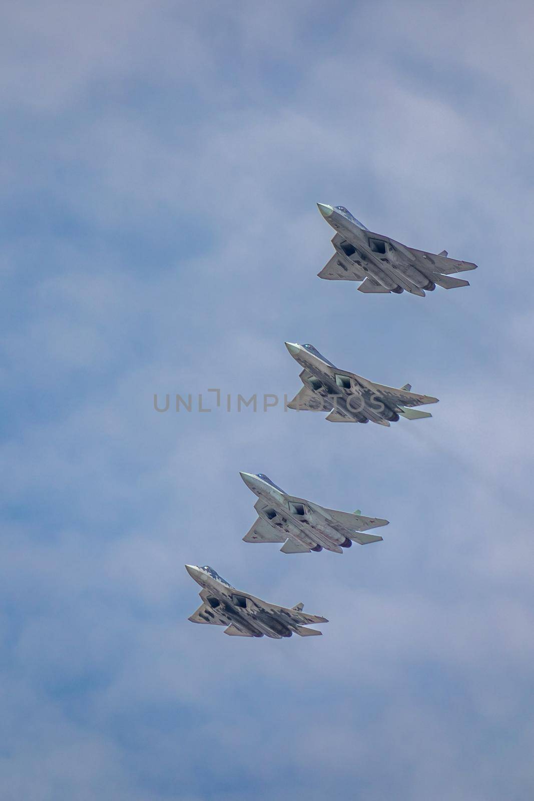 Moscow Russia - may 07 2022: Repetition of the air parade with Russian military aircraft for Victory Day on May 9.