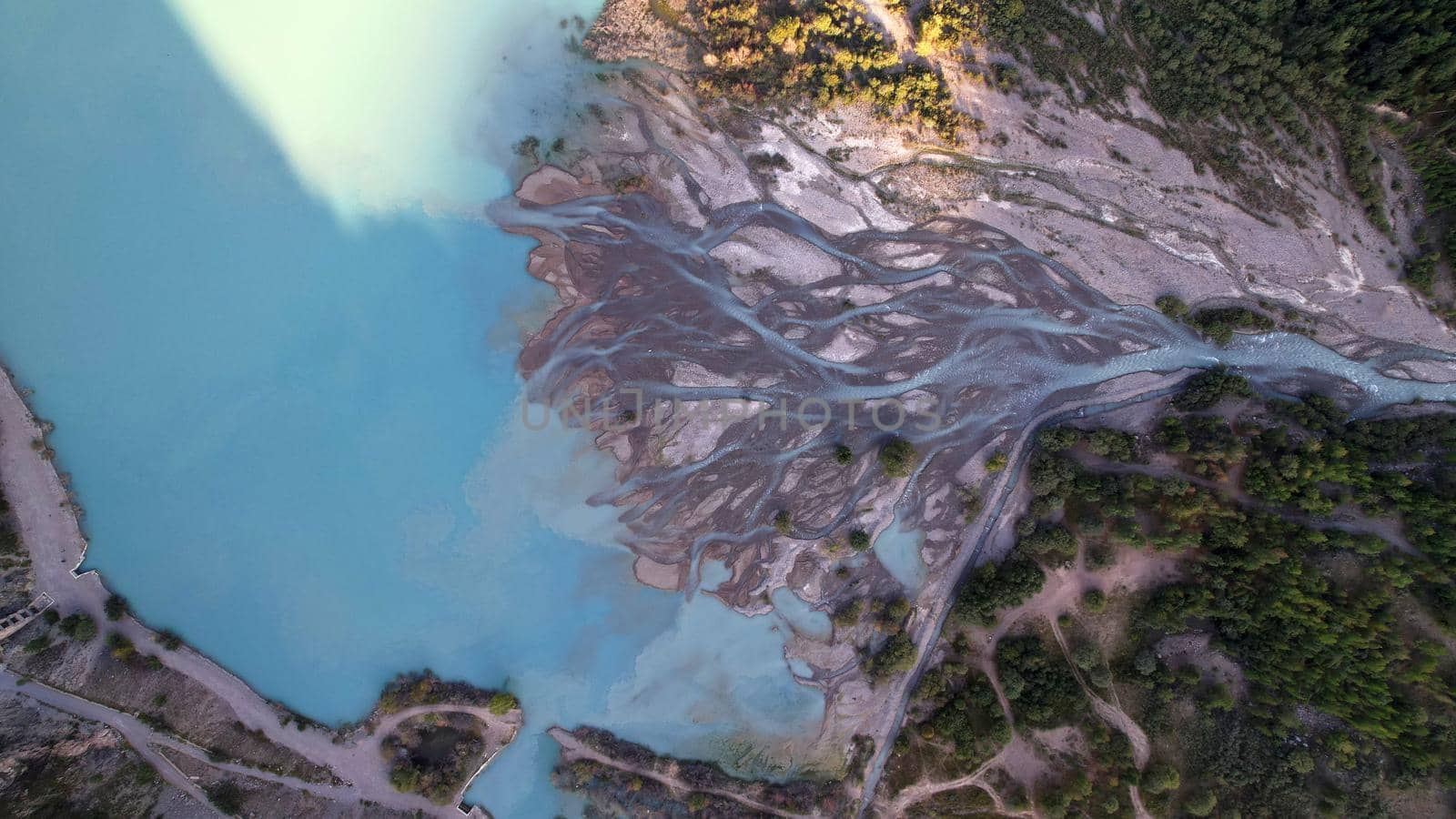 View of the mountain lake Issyk from a height. by Passcal