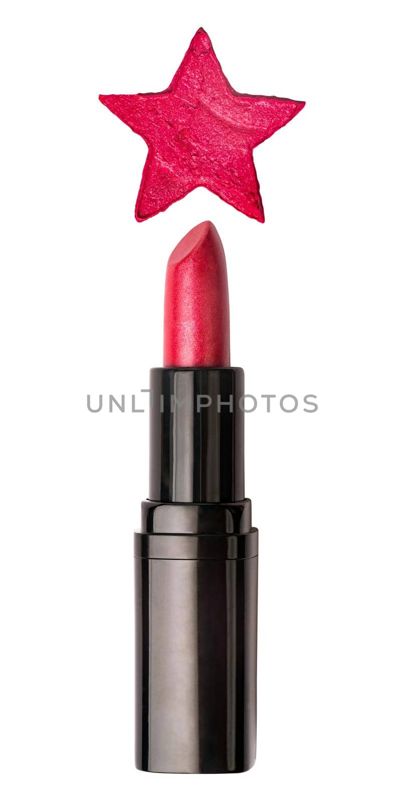 Red lipstick with a lipstick star stroke isolated on a white background by dmitryz