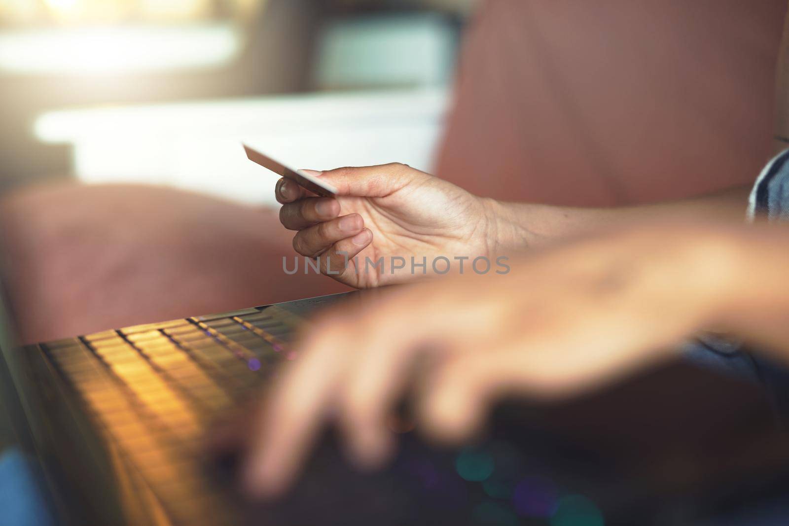 Hands shot of a woman doing online payments