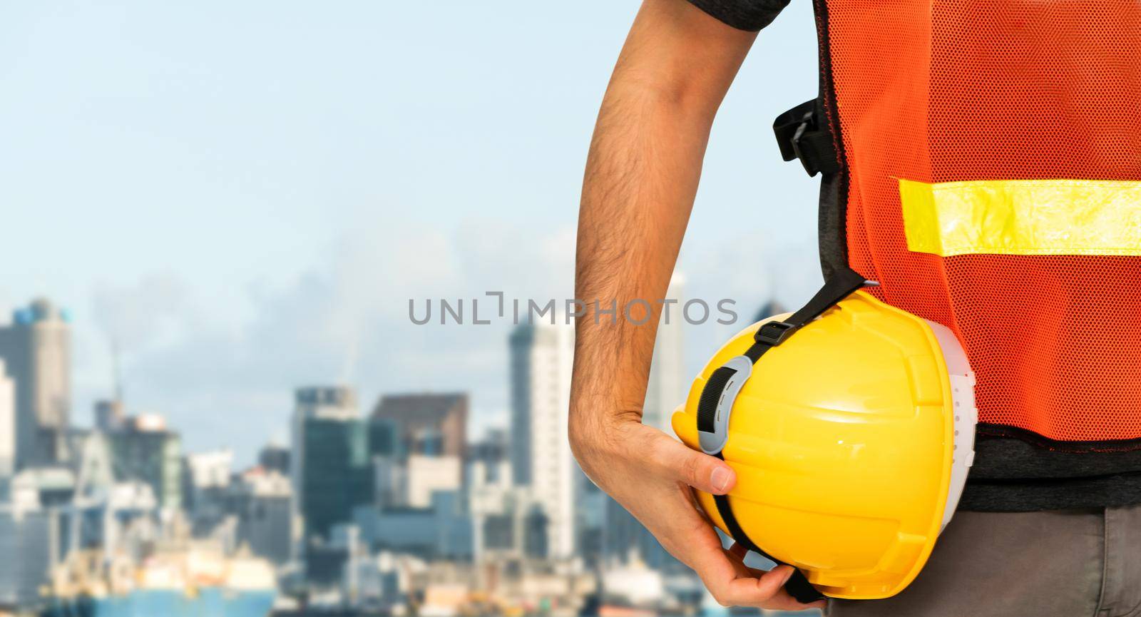 Industry worker or engineer working on industry project at work site. Engineering people solution service concept.