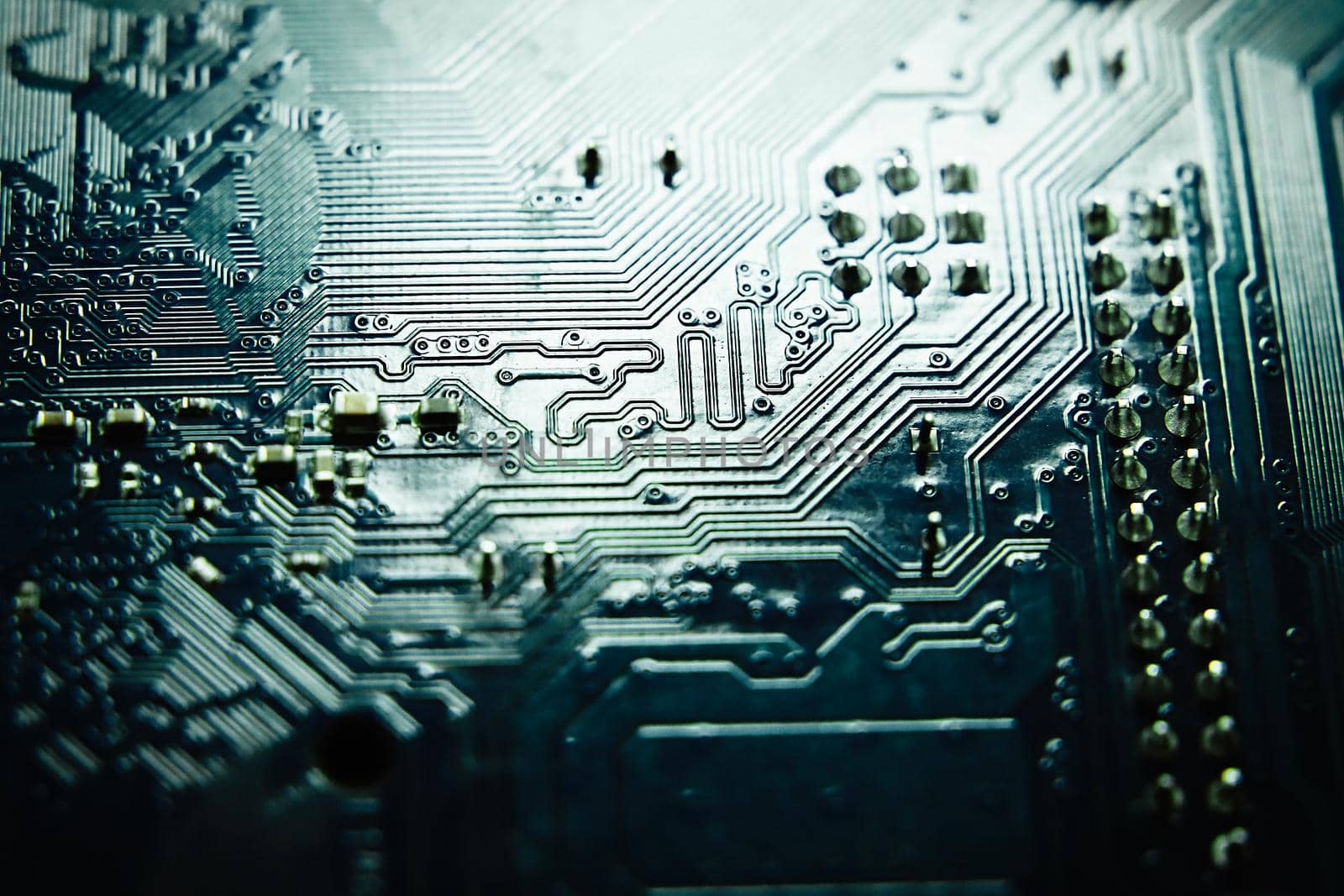 Circuit board. Electronic computer hardware technology components. Motherboard digital science grunge background.