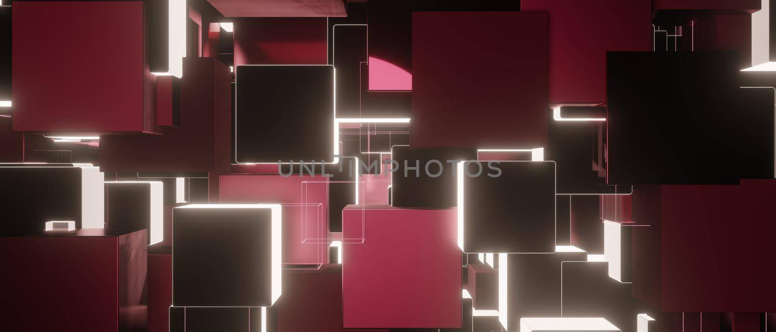 Red Maroon Cubes geometric abstract background with squares background 3d render by yay_lmrb