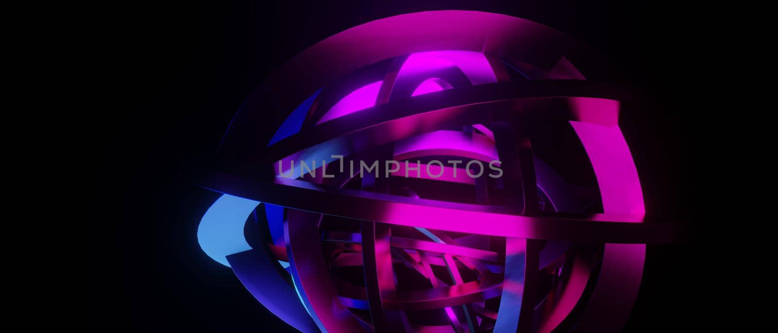 Abstract Shiny Metallic Neon Black Banner Background Wallpaper 3D Render