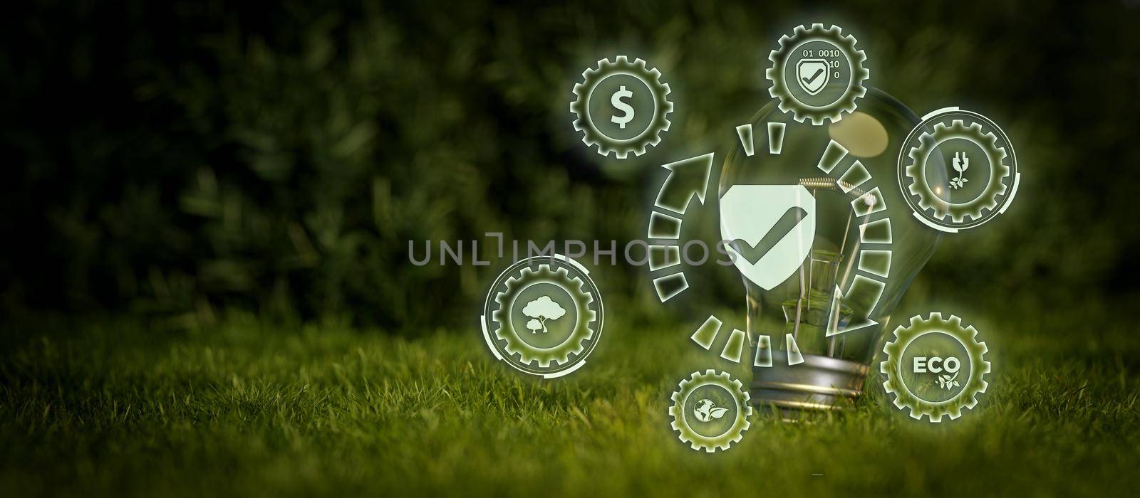 ESG icon for the environment, society, and governance in sustainable goals Sustainable renewable energy development 3d Illustration