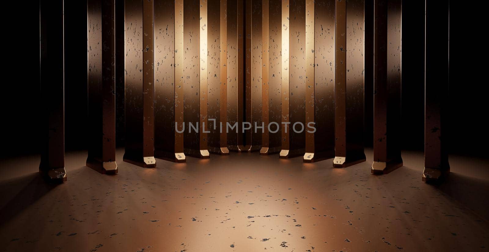 Abstract Scifi Grungy Metallic Structure Walls And Floor Dark Banner Background by yay_lmrb