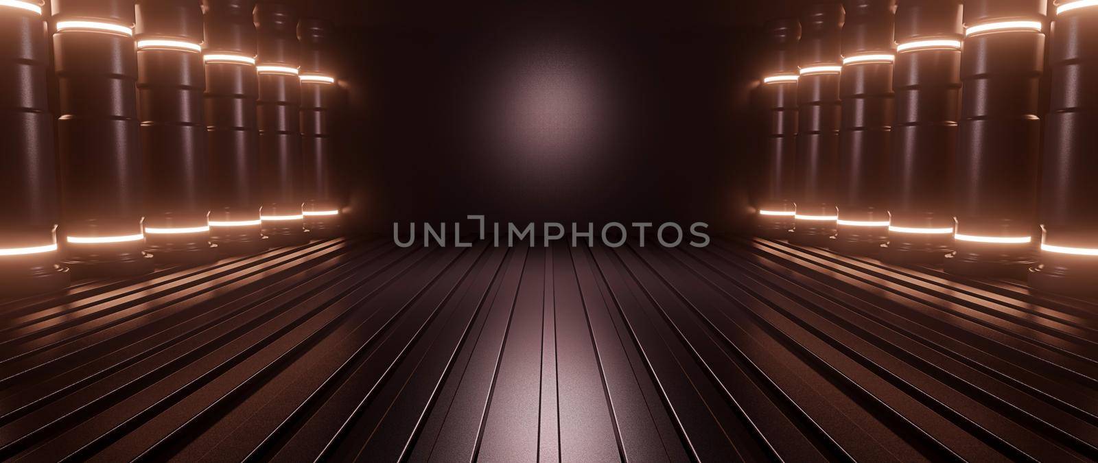 Futuristic Industrial Alien Interior Empty Studio Dark Background Spaceship Architecture For Product Backgrounds Presentation 3D Rendering by yay_lmrb