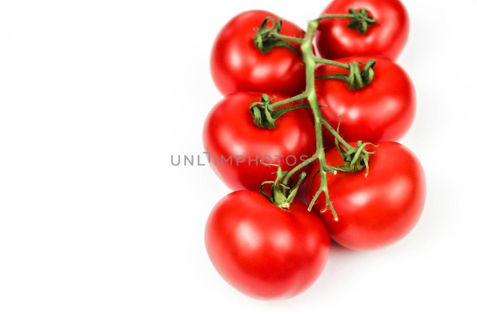 Red tomatoes on white background