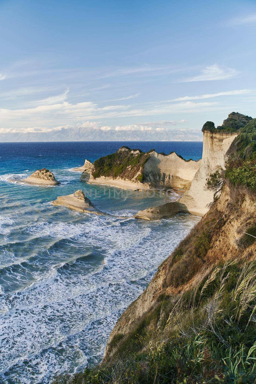 Famous Cape Drastis cliffs on Corfu island, Greece. High quality photo