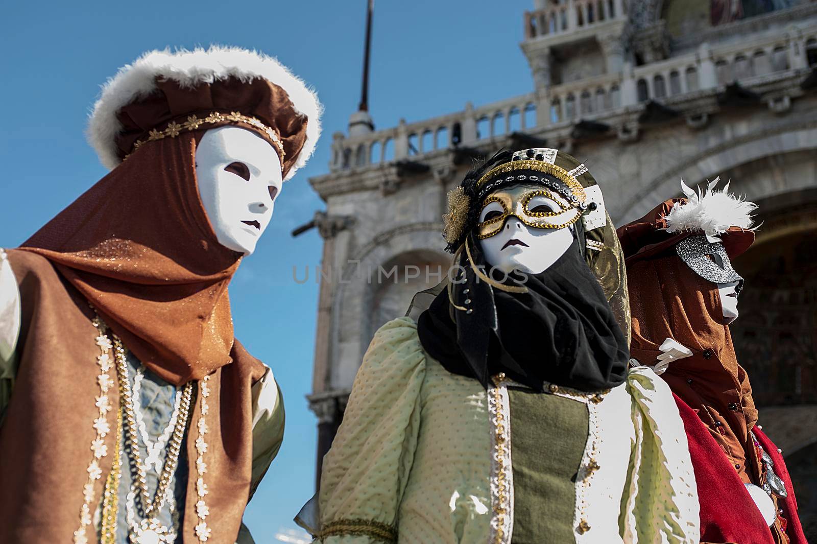 VENICE, ITALY - Febrary 23 2019: The masks of the Venice carnival 2019