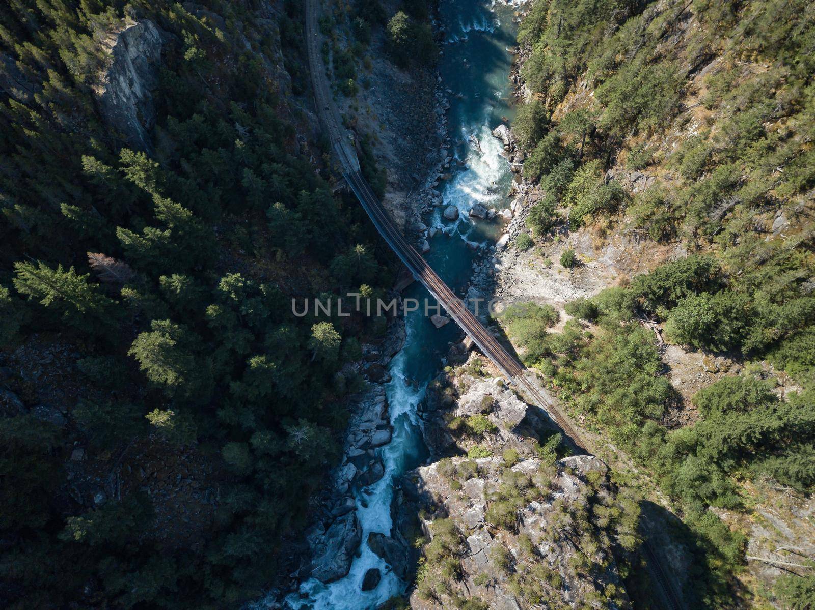 Aerial View of River flowing in canyon. Nature Background by edb3_16