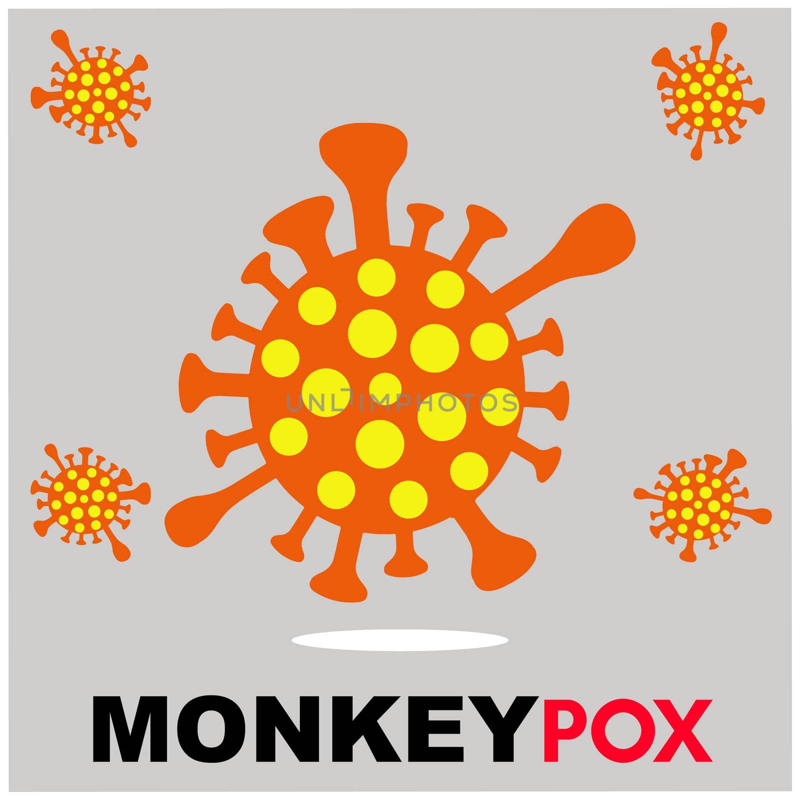 Monkeypox virus Illustration, vector of Hands with monkeypox, monkeypox virus outbreak pandemic design with microscopic view background by isaiphoto