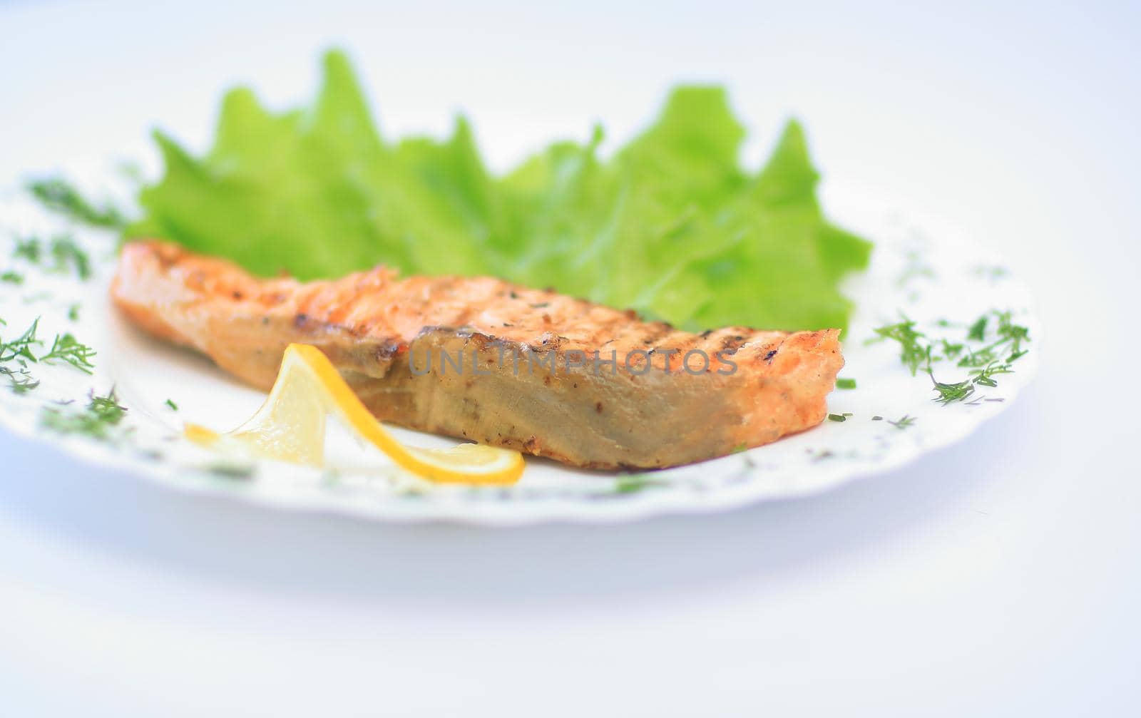 Healthy eating, diet. Baked grilled trout salmon