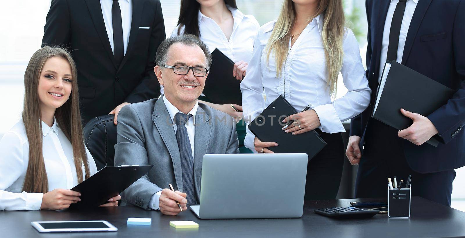 portrait of a professional business team in the office.the concept of teamwork