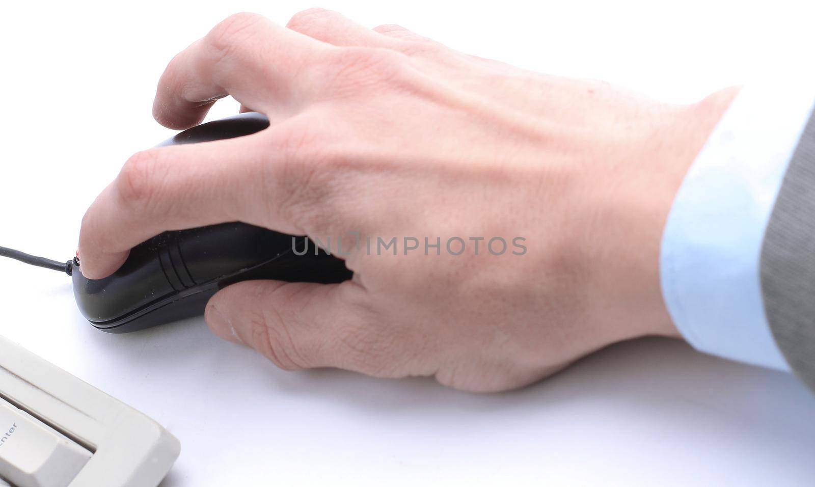 closeup . man working on an old keyboard.photo with copy space.