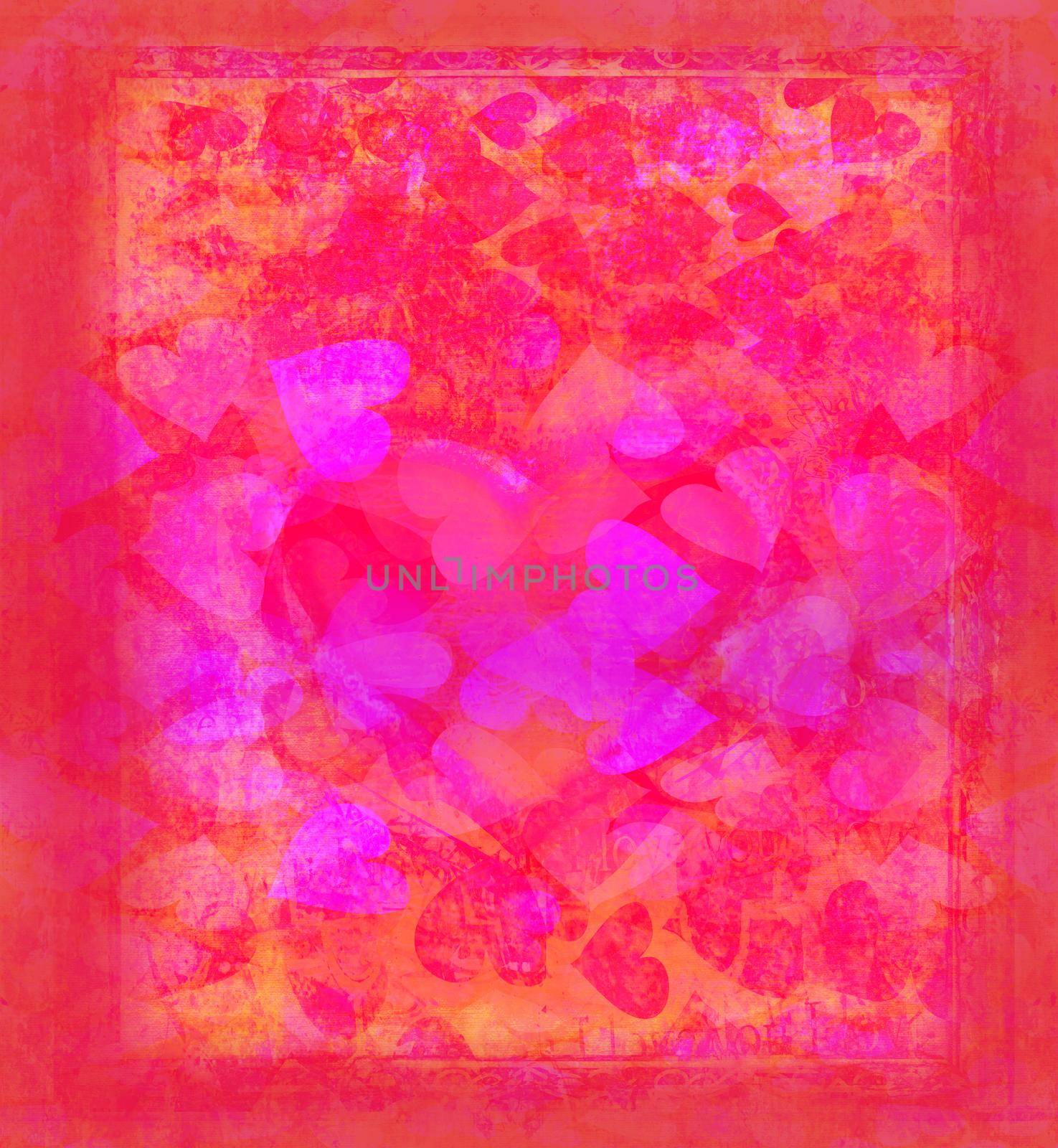 Valentine Hearts Abstract Red Background by JackyBrown