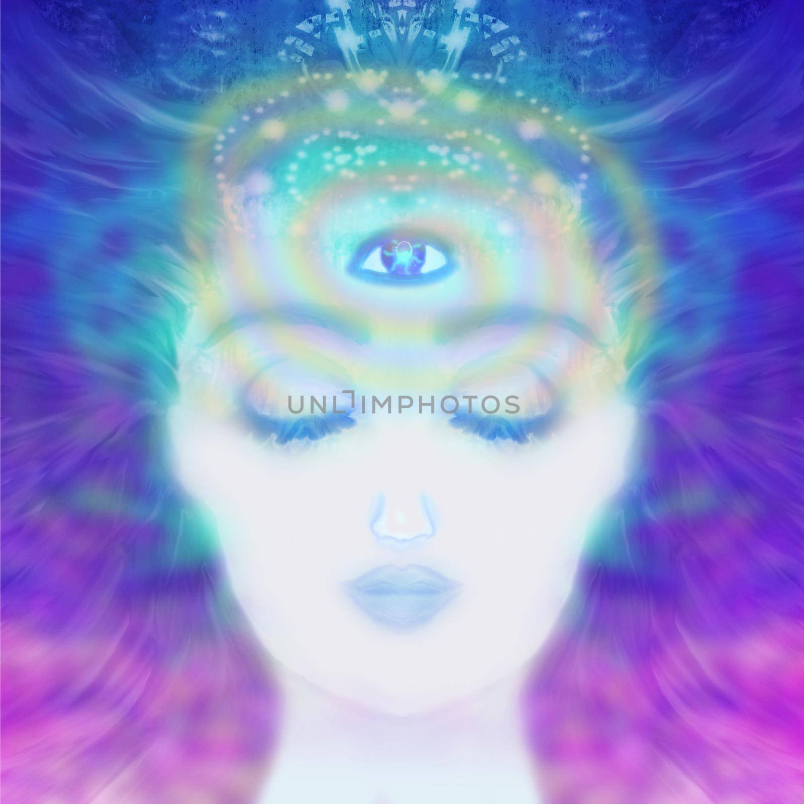 Woman with third eye, psychic supernatural senses