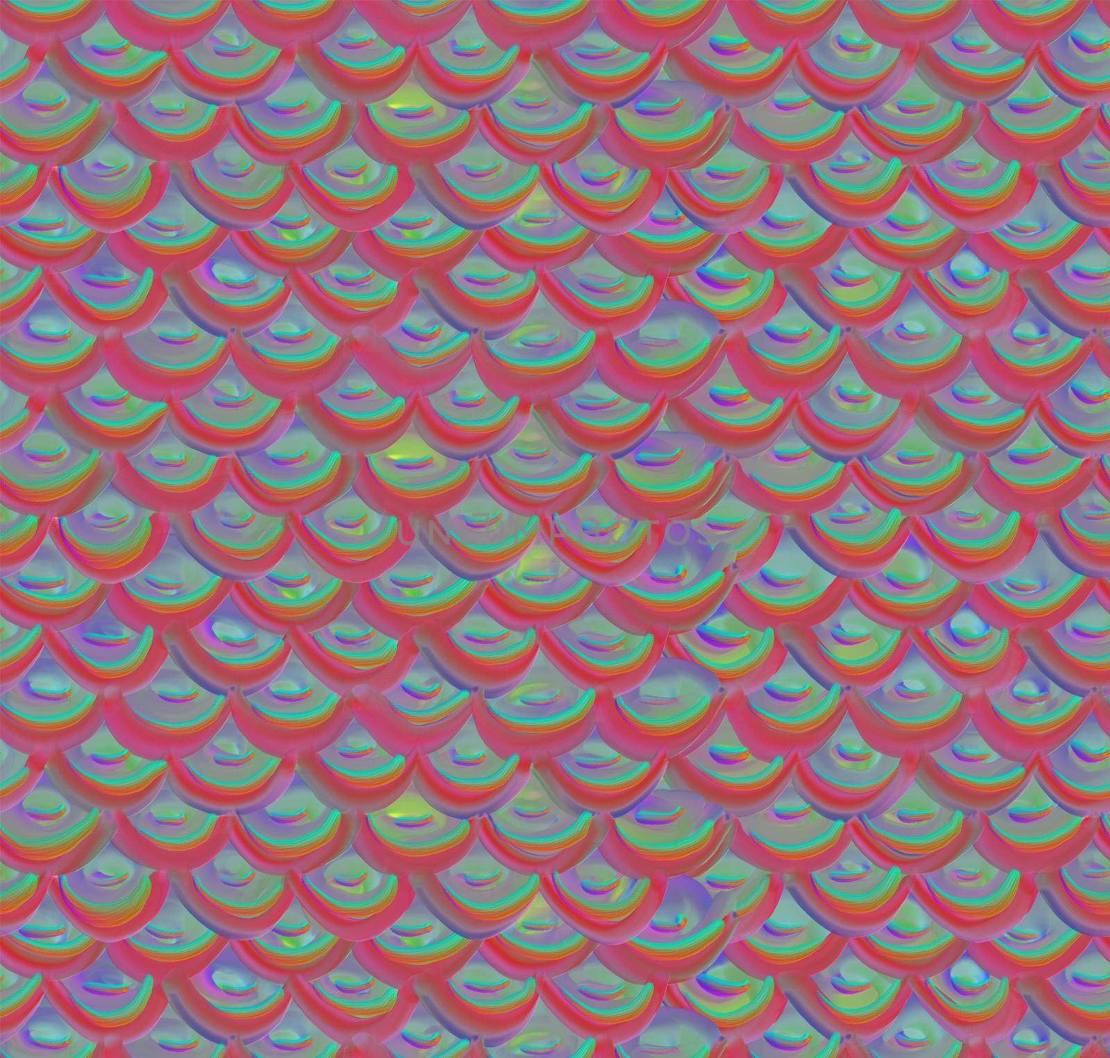 Seamless pattern. Red scales of a fish or a mermaid. With a mother-of-pearl effect.