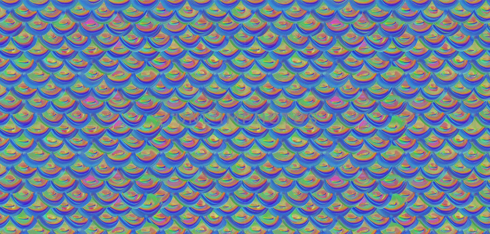 The banner is a horizontal pattern. Blue scales of a fish or a mermaid. by Manka