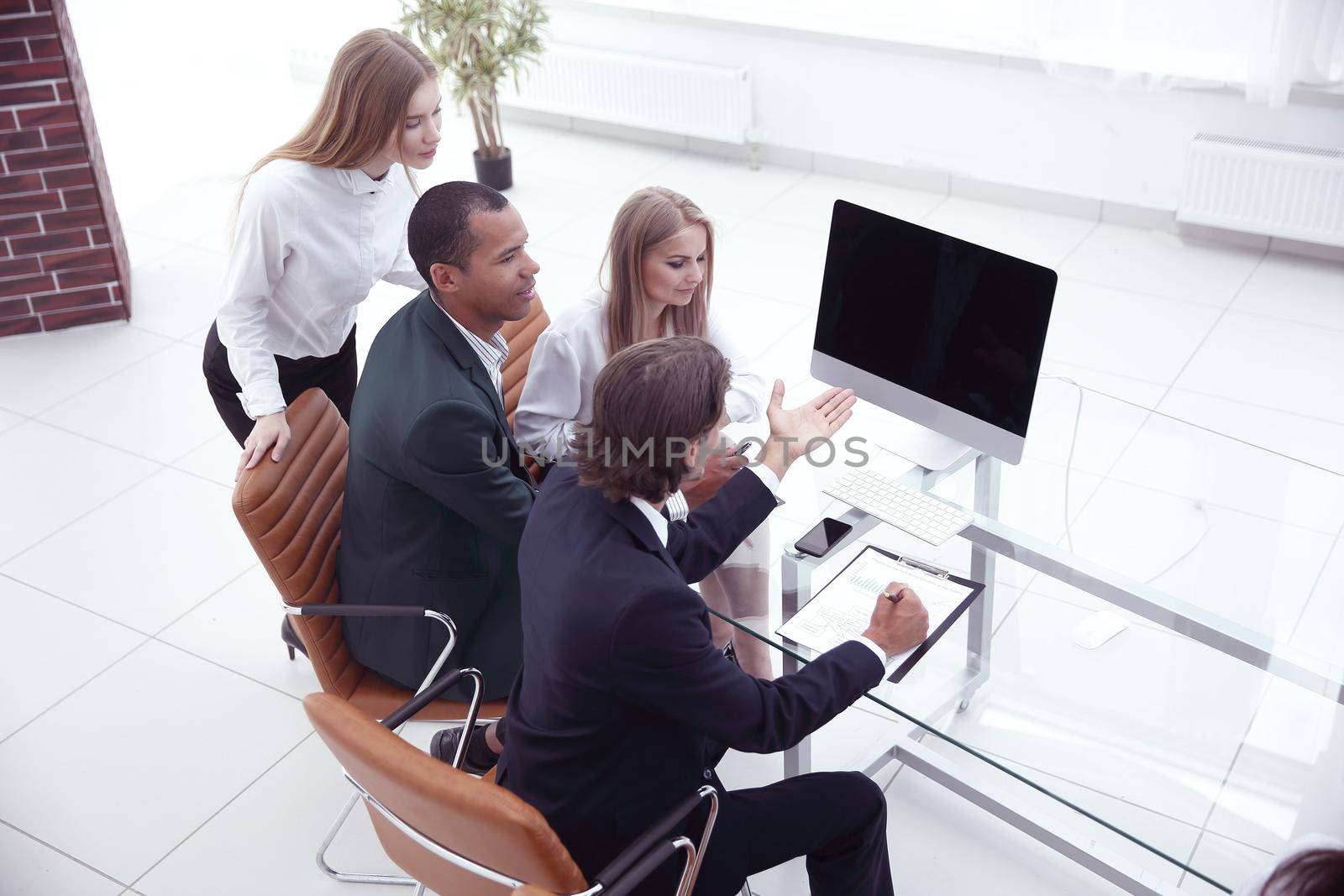 business team discussing a new business plan.photo with copy space