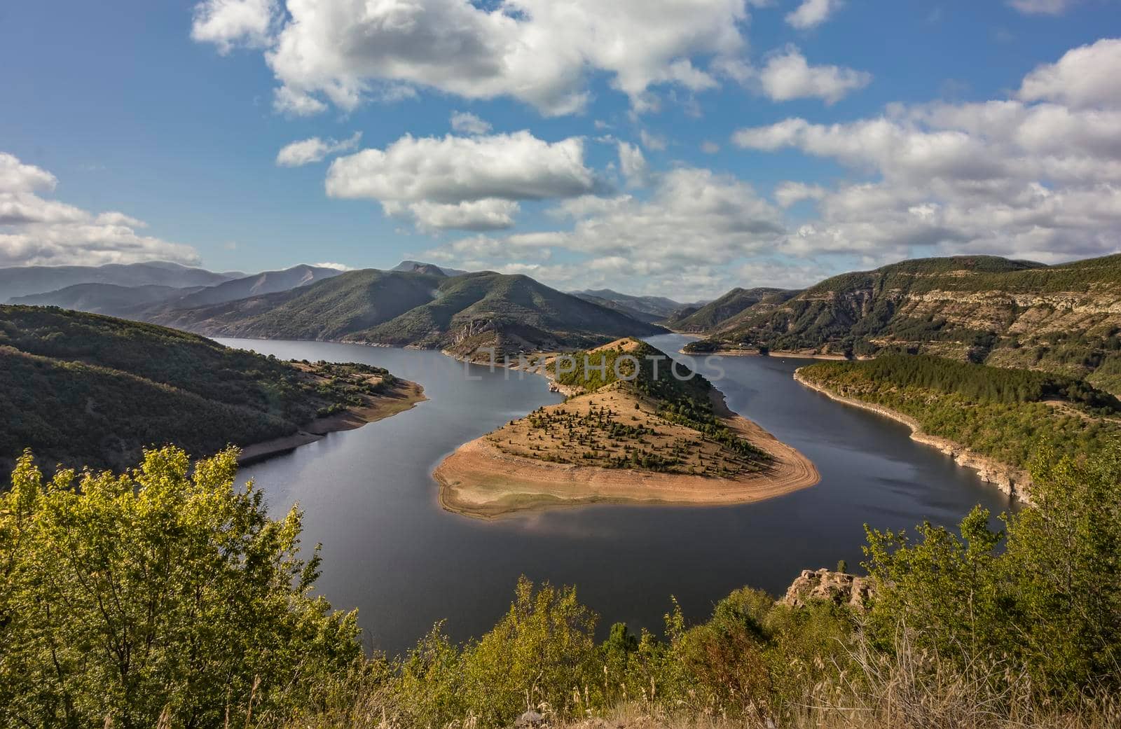 cloudy day view at the meander of Arda River, Bulgaria