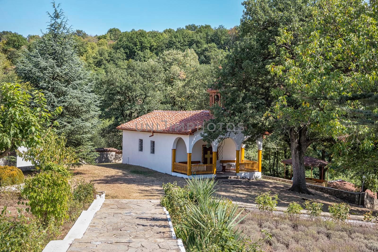 The courtyard of a monastery of Saint Athanasius, Bulgaria. The oldest active monastery in Europe