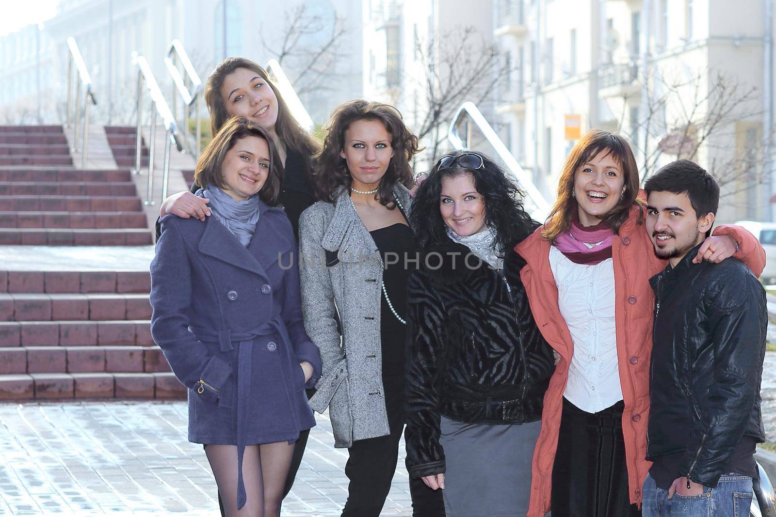 closeup. the group of students standing on the street