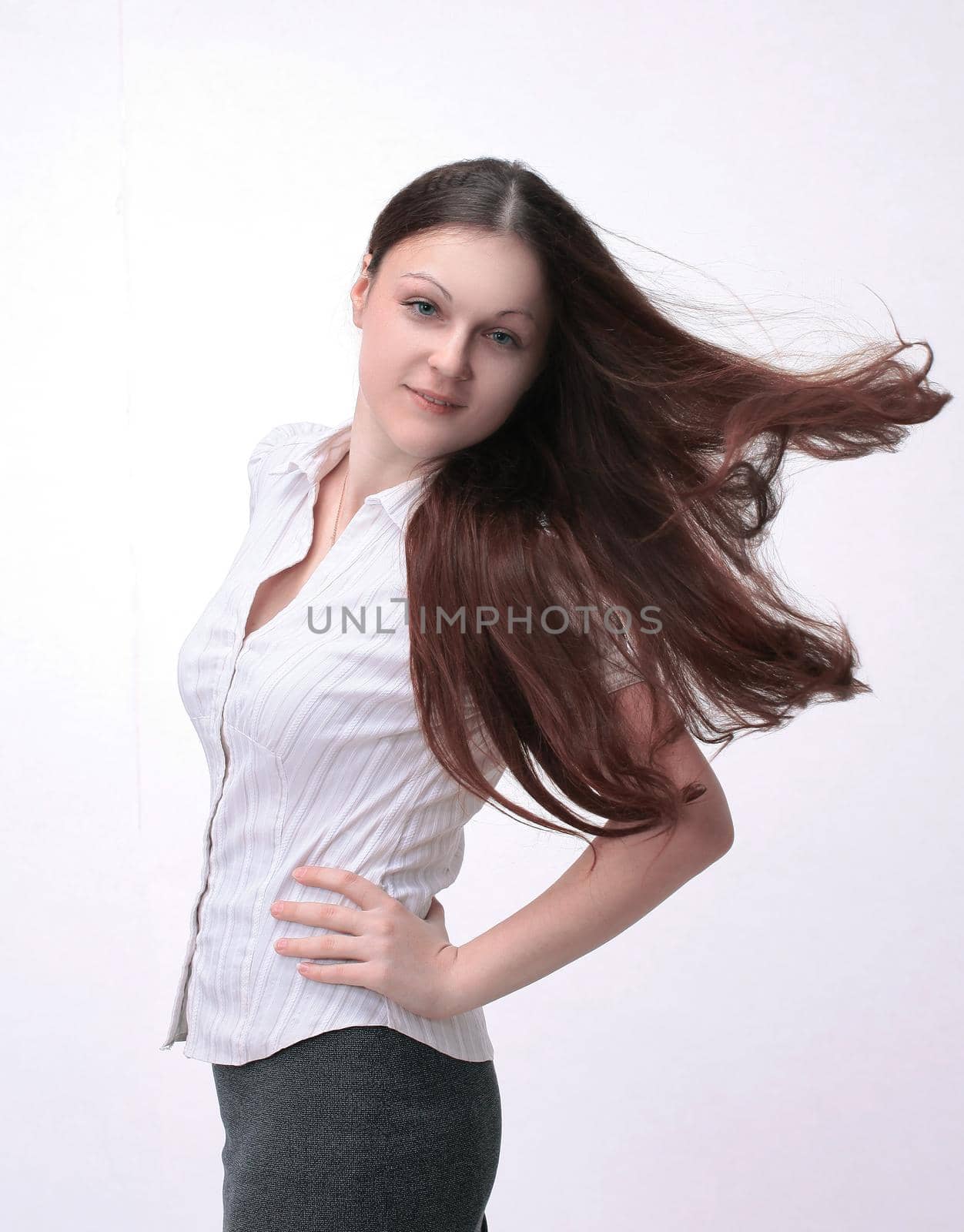 portrait of a successful modern girl.isolated on white.photo with copy space