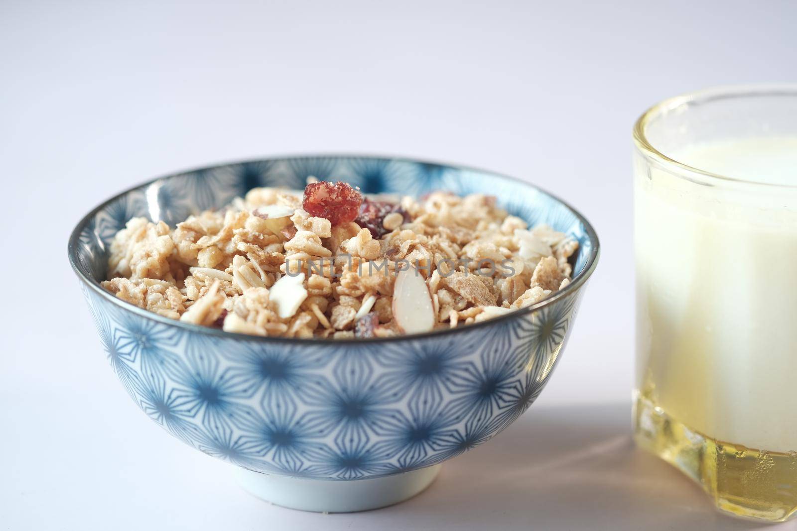 Home Made Musli in a bowl on black