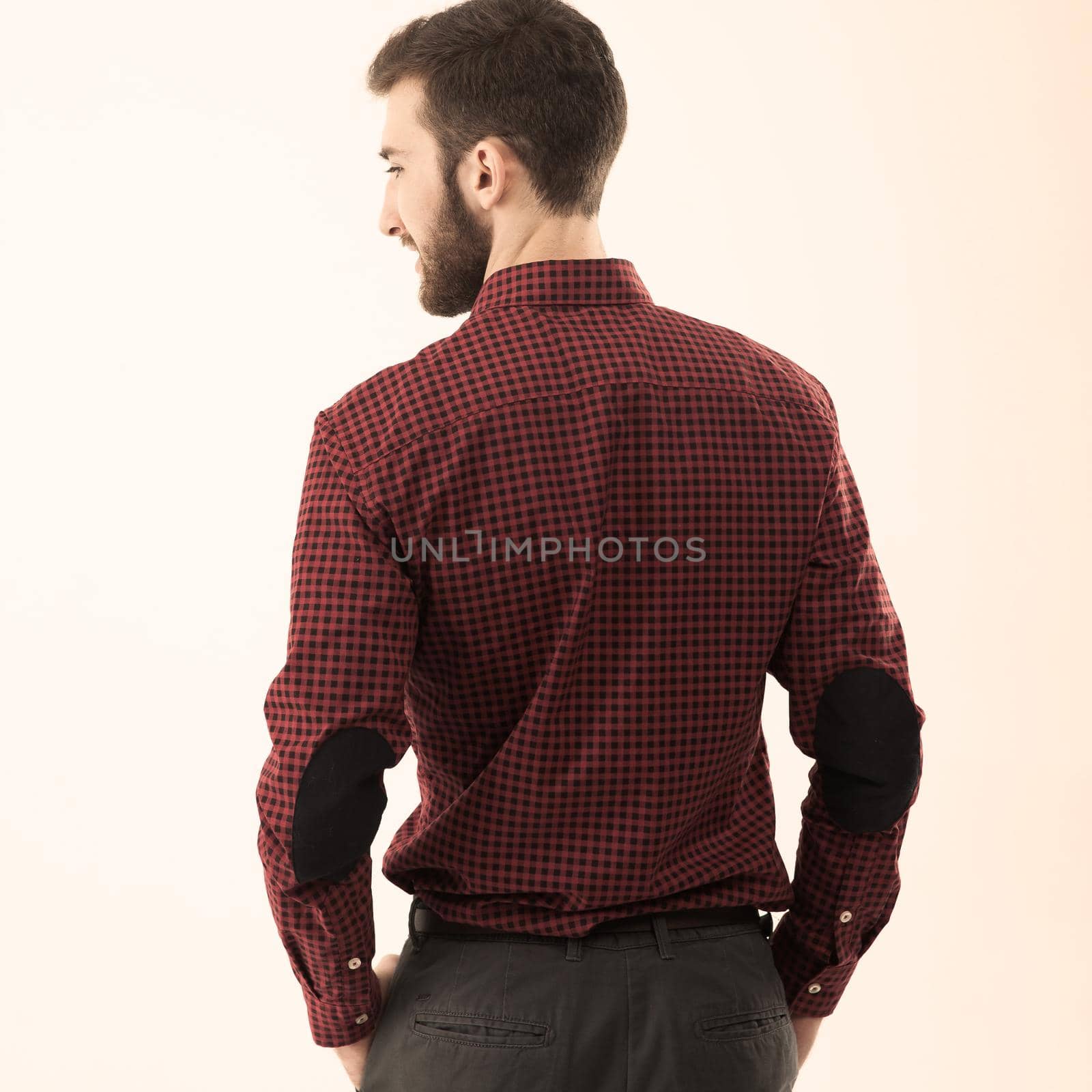 rear view - a successful Manager of a blank banner by SmartPhotoLab