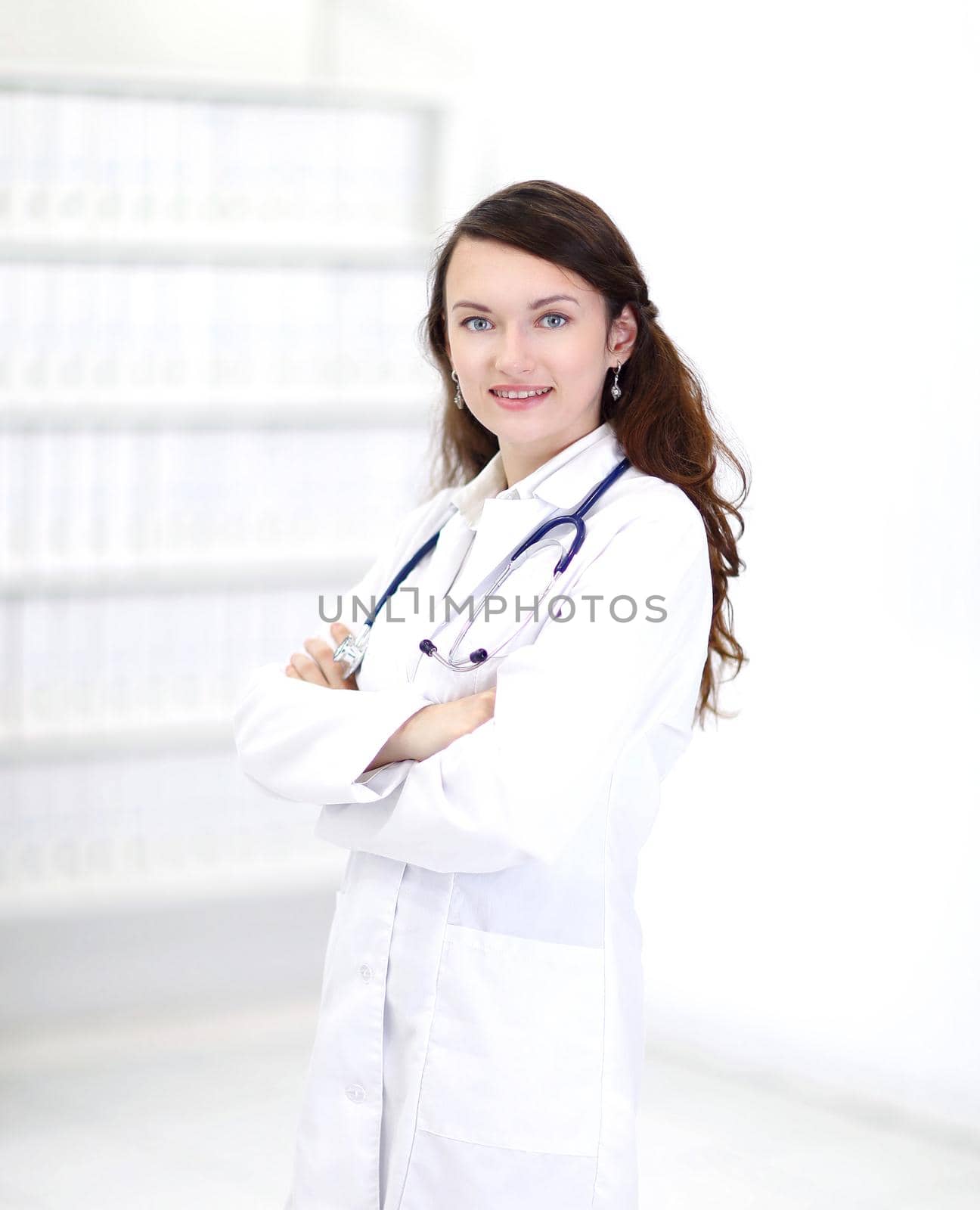 portrait of a female doctor of the therapist.photo with copy space
