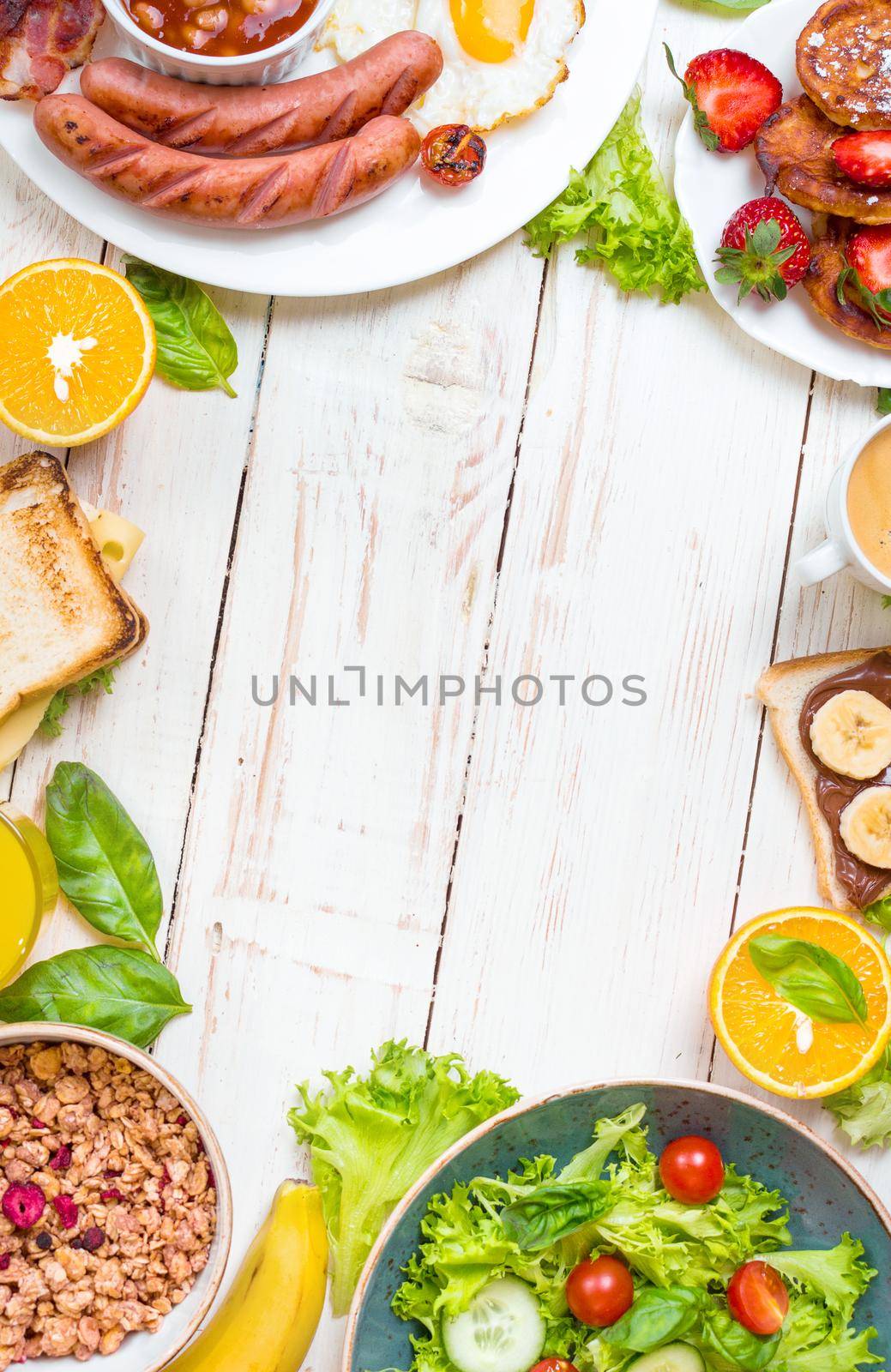 Different types of breakfast background by its_al_dente