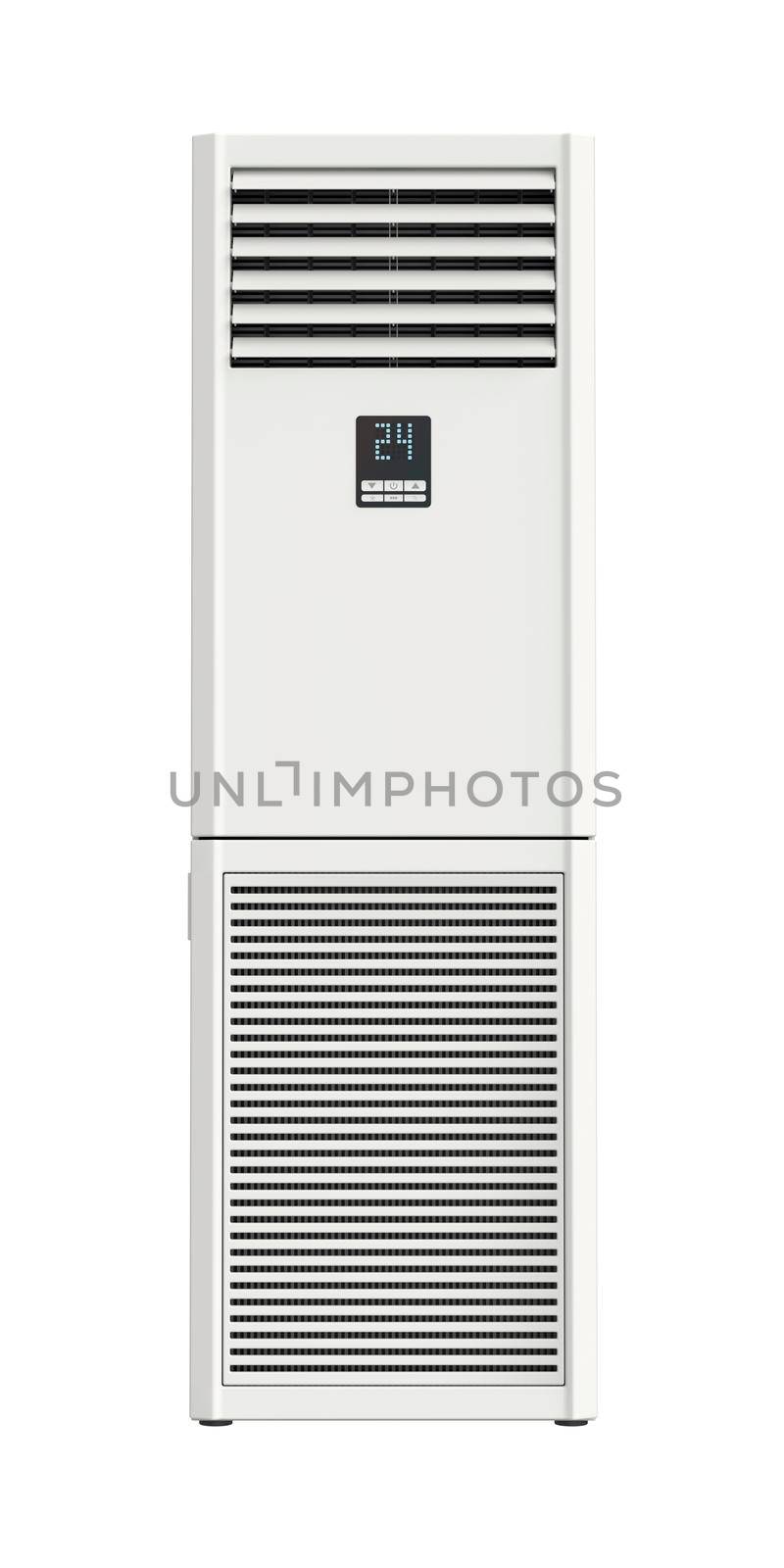 Floor standing air conditioner isolated on white background, front view