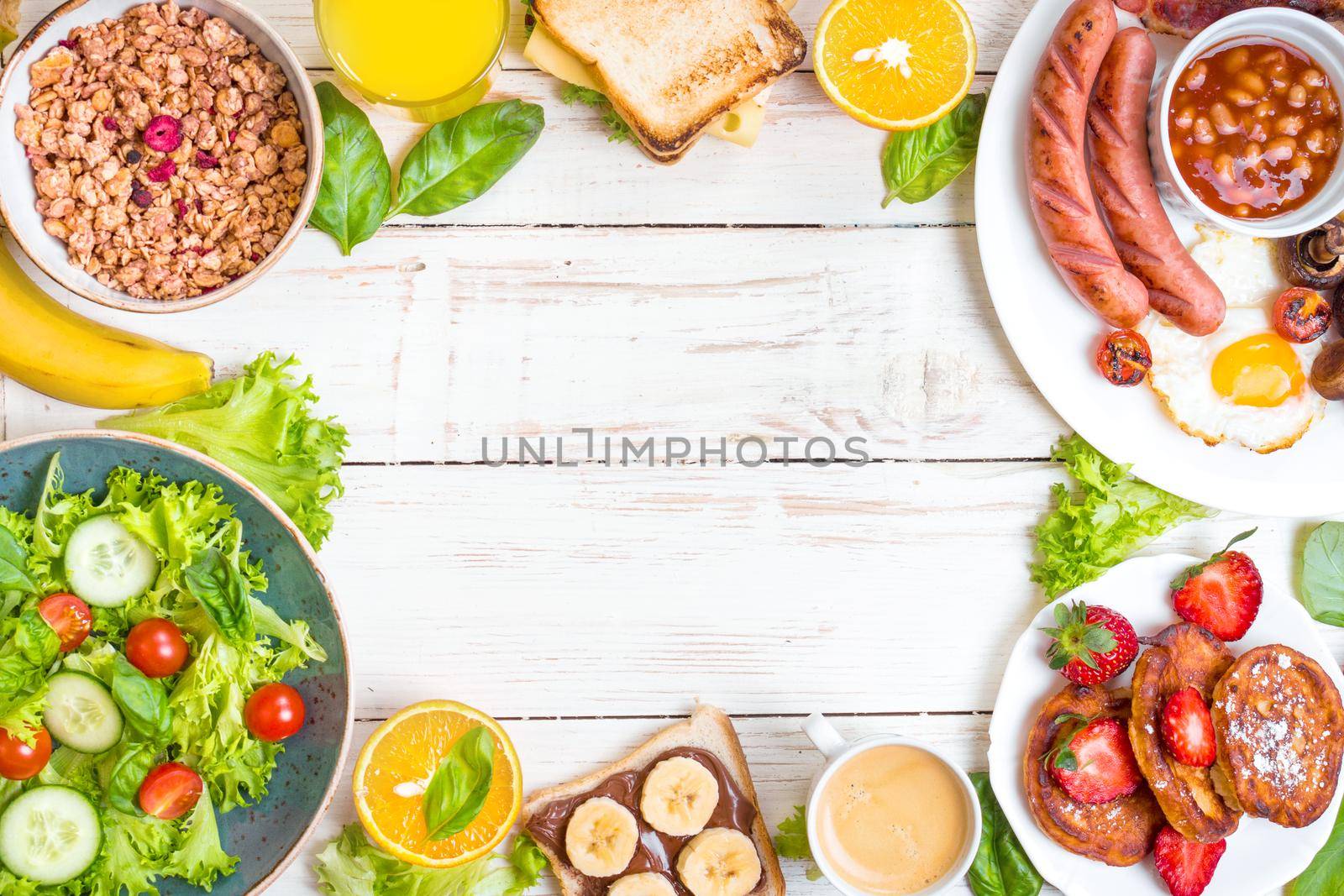 Different types of breakfast background by its_al_dente