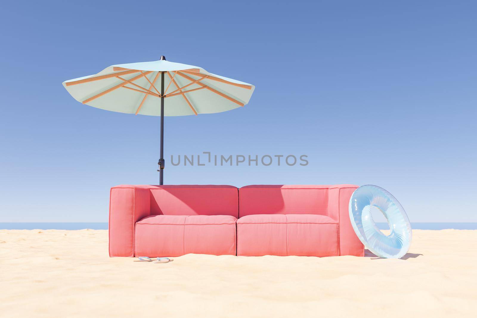 sofa on a deserted beach by asolano