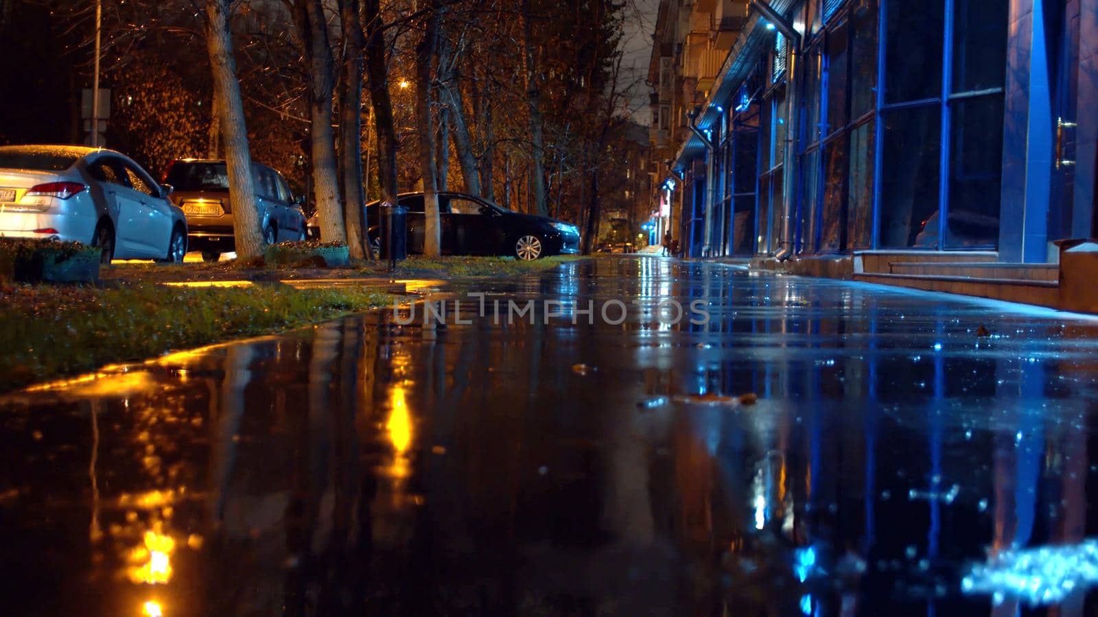 Autumn rain in the night city by Chudakov