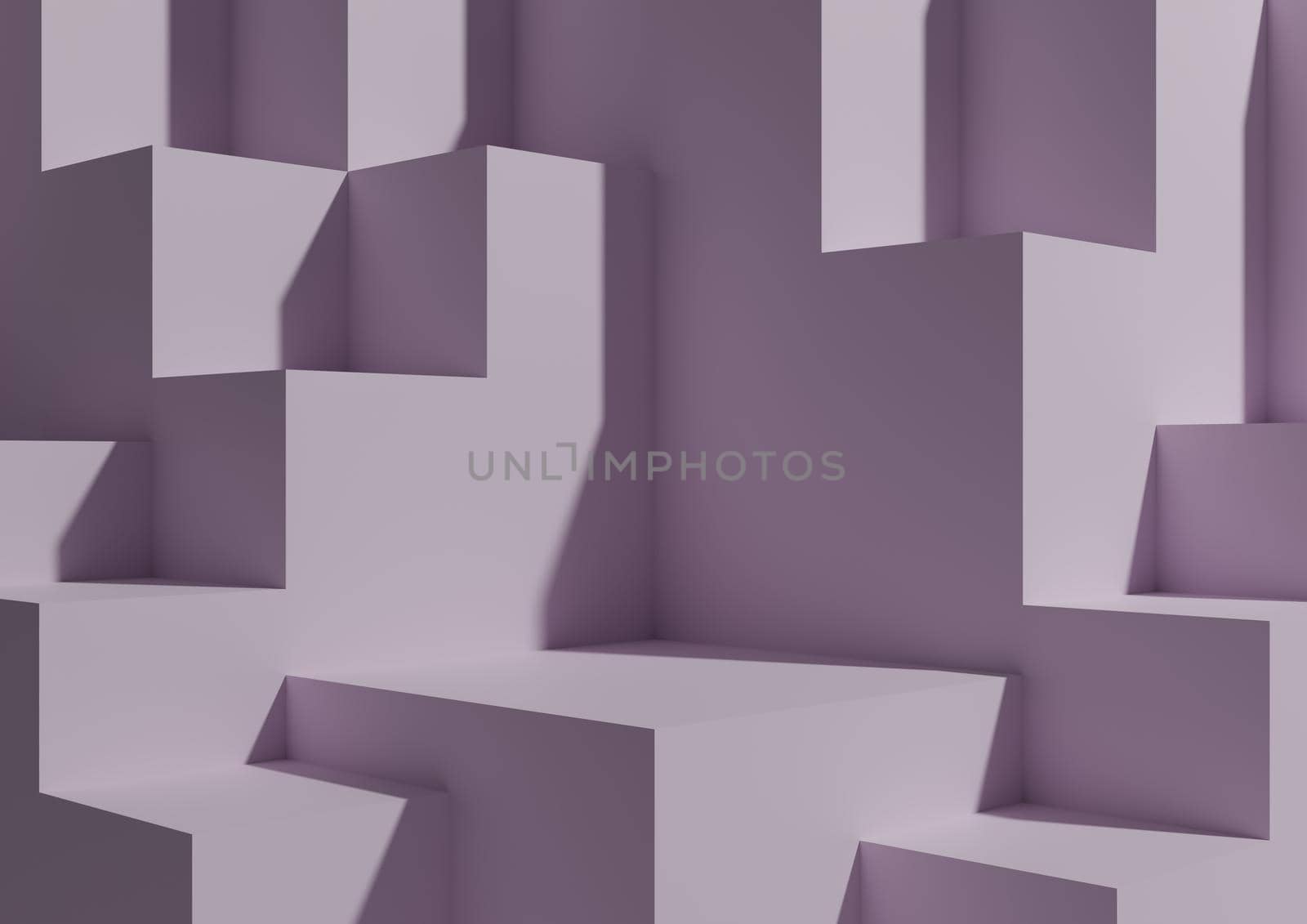 Minimal Pastel Pink or Purple Background 3D Studio Mockup Scene with Podiums and Levels for Product Display and Presentation. Geometric Horizontal Architectural Wallpaper. by Upite