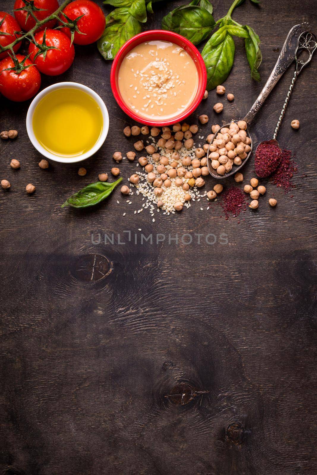 Hummus ingredients background by its_al_dente