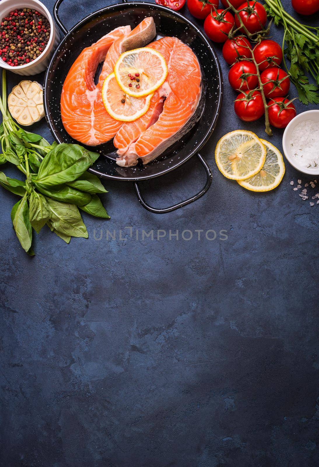 Fresh salmon steak background by its_al_dente