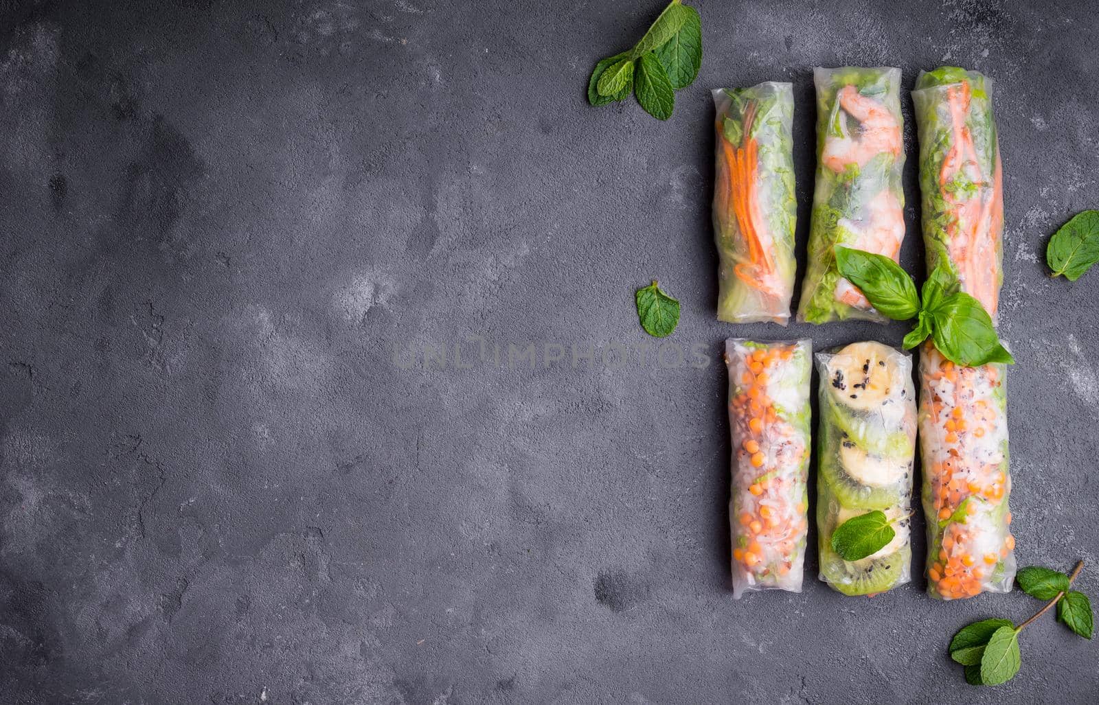 Fresh assorted spring rolls by its_al_dente